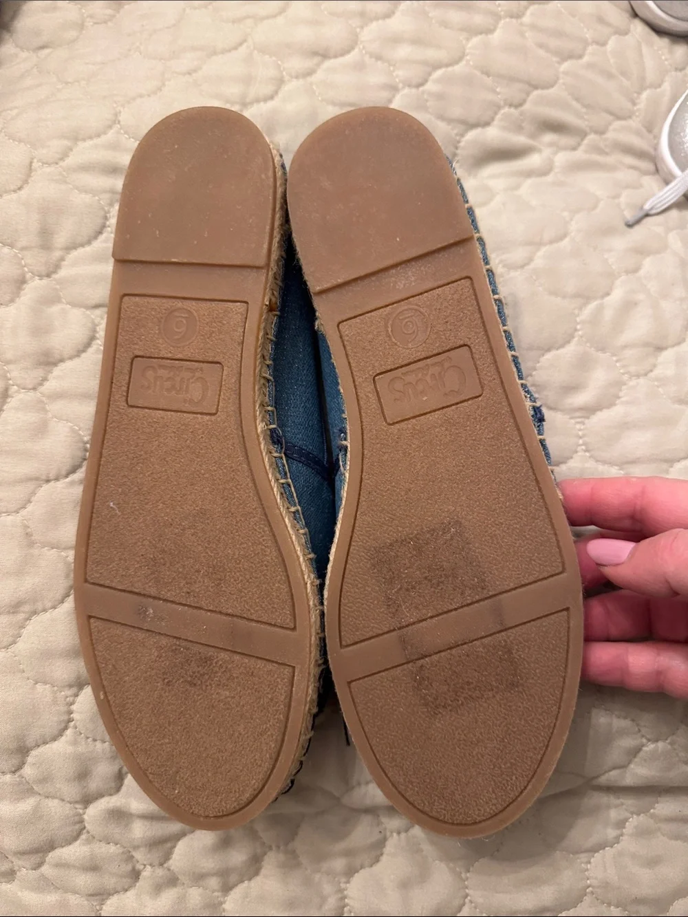 Circus by Sam Edelman Denim Espadrilles with Black Beaded Cap Toe
